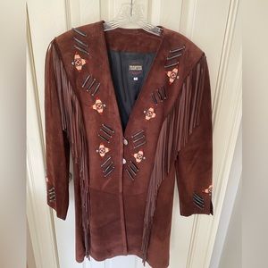 Western style leather coat